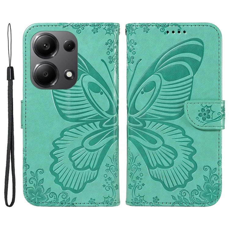 For Xiaomi Redmi Note 13 Pro 4G / Poco M6 Pro 4G Wholesale Phone Case Butterfly Pattern PU Leather Flip Phone Cover