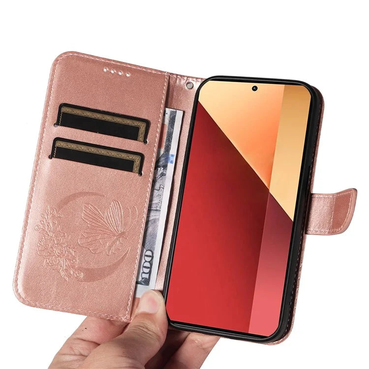 For Xiaomi Redmi Note 13 Pro 4G / Poco M6 Pro 4G Wholesale Phone Case Butterfly Pattern PU Leather Flip Phone Cover