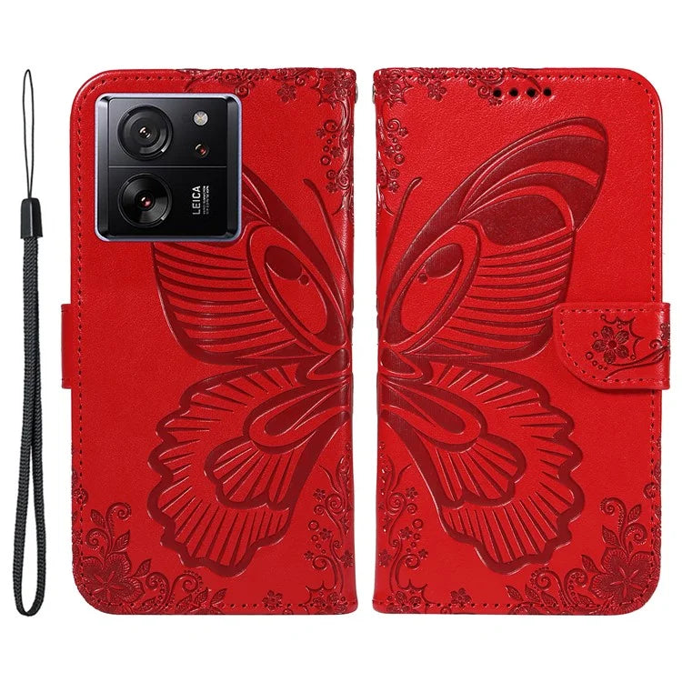 For Xiaomi 13T Pro / 13T / Redmi K60 Ultra Phone Case Butterfly Pattern PU Leather Flip Phone Cover