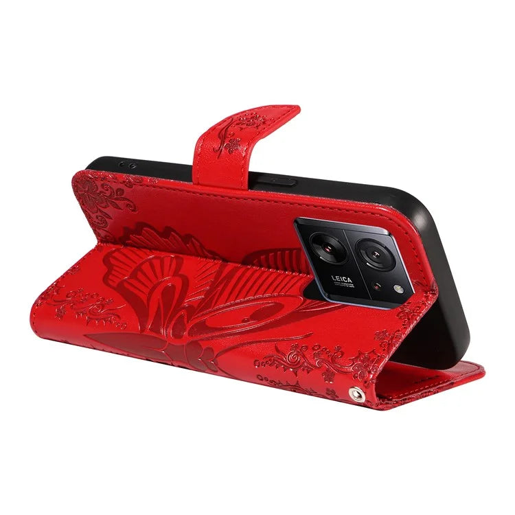 For Xiaomi 13T Pro / 13T / Redmi K60 Ultra Phone Case Butterfly Pattern PU Leather Flip Phone Cover