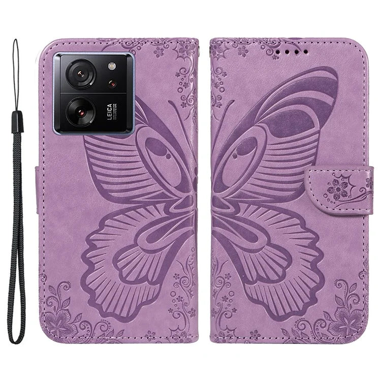 For Xiaomi 13T Pro / 13T / Redmi K60 Ultra Phone Case Butterfly Pattern PU Leather Flip Phone Cover
