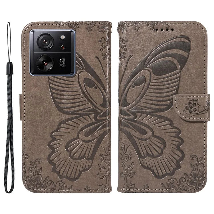 For Xiaomi 13T Pro / 13T / Redmi K60 Ultra Phone Case Butterfly Pattern PU Leather Flip Phone Cover