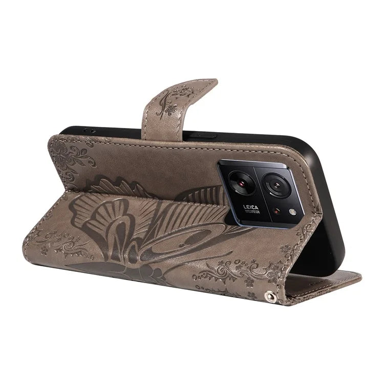 For Xiaomi 13T Pro / 13T / Redmi K60 Ultra Phone Case Butterfly Pattern PU Leather Flip Phone Cover