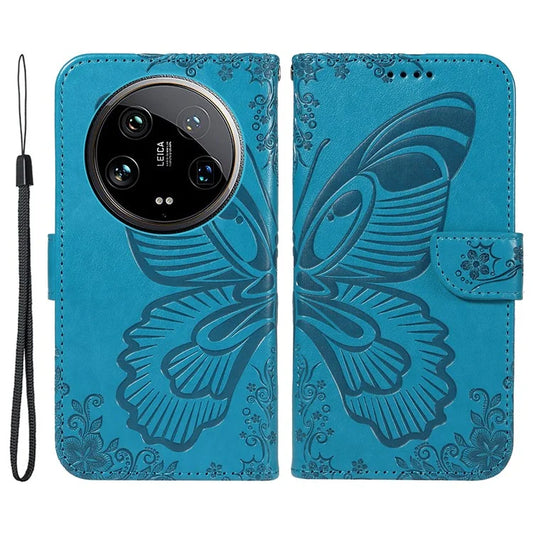 For Xiaomi 14 Ultra Mobile Phone Case Butterfly Pattern PU Leather Stand Phone Cover