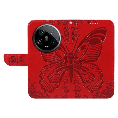 For Xiaomi 14 Ultra Mobile Phone Case Butterfly Pattern PU Leather Stand Phone Cover