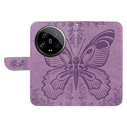 For Xiaomi 14 Ultra Mobile Phone Case Butterfly Pattern PU Leather Stand Phone Cover