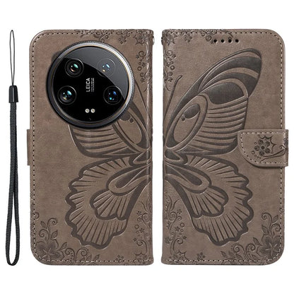 For Xiaomi 14 Ultra Mobile Phone Case Butterfly Pattern PU Leather Stand Phone Cover