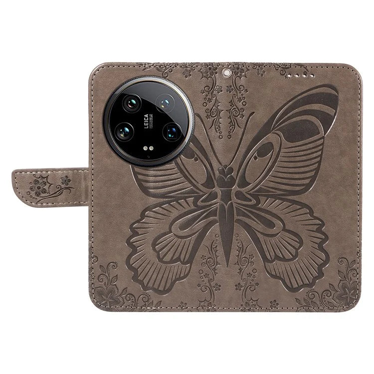 For Xiaomi 14 Ultra Mobile Phone Case Butterfly Pattern PU Leather Stand Phone Cover