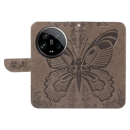 For Xiaomi 14 Ultra Mobile Phone Case Butterfly Pattern PU Leather Stand Phone Cover