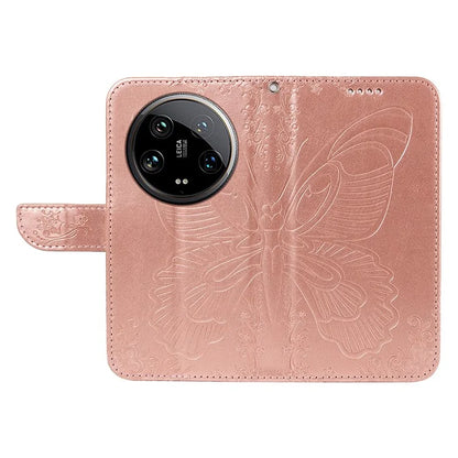 For Xiaomi 14 Ultra Mobile Phone Case Butterfly Pattern PU Leather Stand Phone Cover