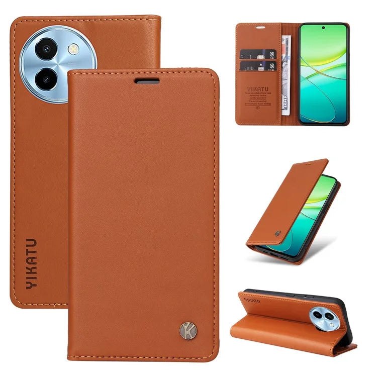 YIKATU YK-001 For vivo Y38 5G / Y200i 5G / T3x Stand Case Magnetic PU Leather Phone Cover