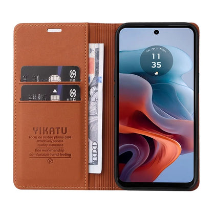 YIKATU YK-001 For Motorola Moto G34 5G Case Magnetic Closure Full Protection Leather Phone Cover