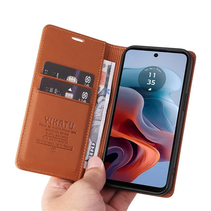 YIKATU YK-001 For Motorola Moto G34 5G Case Magnetic Closure Full Protection Leather Phone Cover