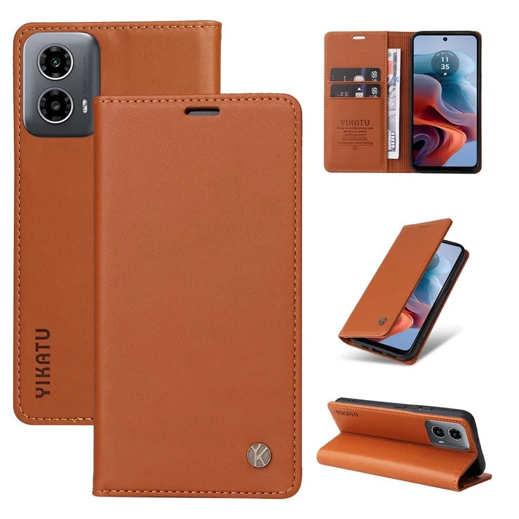 YIKATU YK-001 For Motorola Moto G34 5G Case Magnetic Closure Full Protection Leather Phone Cover
