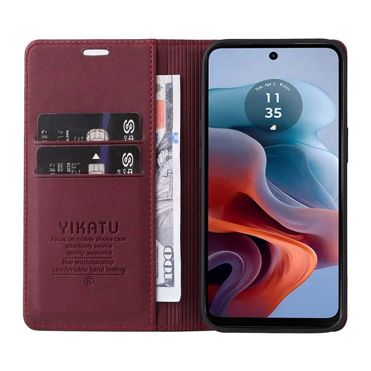YIKATU YK-001 For Motorola Moto G34 5G Case Magnetic Closure Full Protection Leather Phone Cover