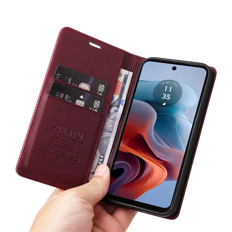 YIKATU YK-001 For Motorola Moto G34 5G Case Magnetic Closure Full Protection Leather Phone Cover