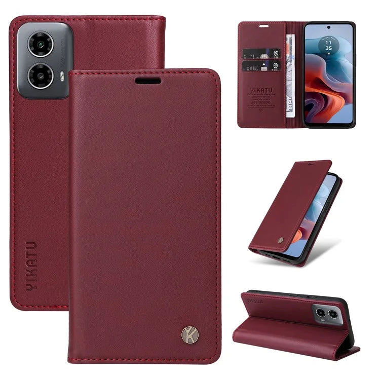YIKATU YK-001 For Motorola Moto G34 5G Case Magnetic Closure Full Protection Leather Phone Cover