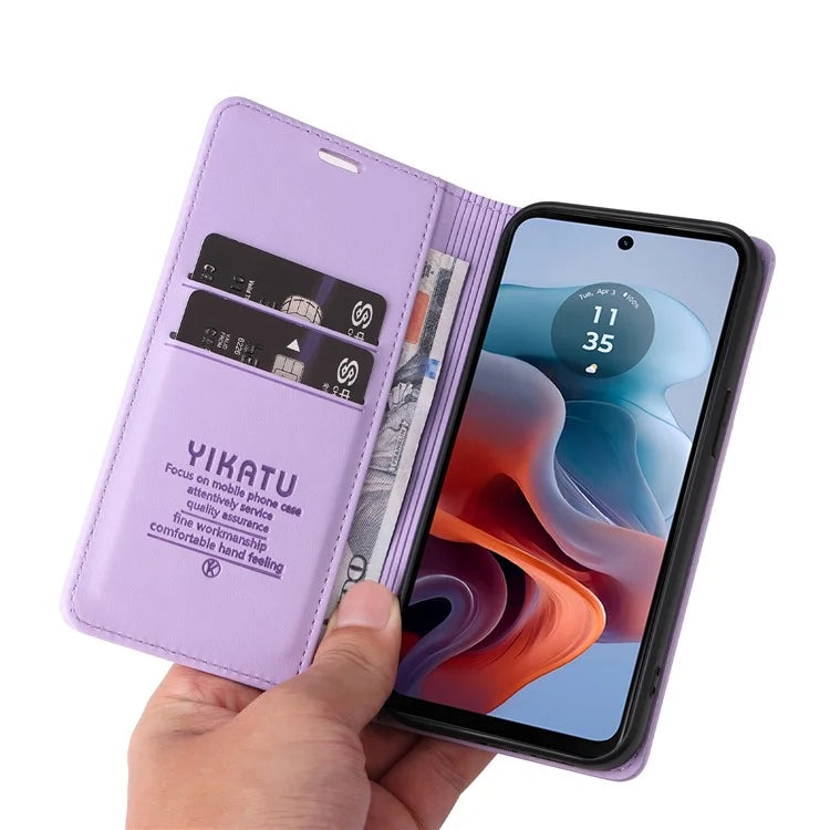 YIKATU YK-001 For Motorola Moto G34 5G Case Magnetic Closure Full Protection Leather Phone Cover