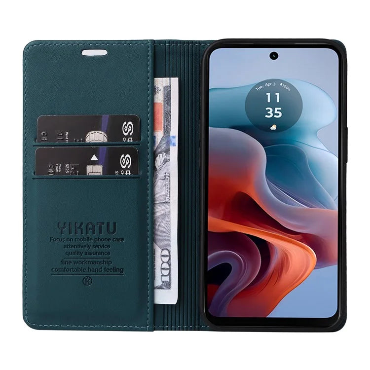 YIKATU YK-001 For Motorola Moto G34 5G Case Magnetic Closure Full Protection Leather Phone Cover