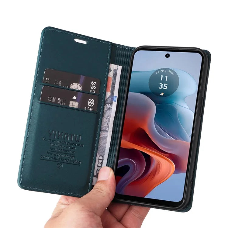 YIKATU YK-001 For Motorola Moto G34 5G Case Magnetic Closure Full Protection Leather Phone Cover