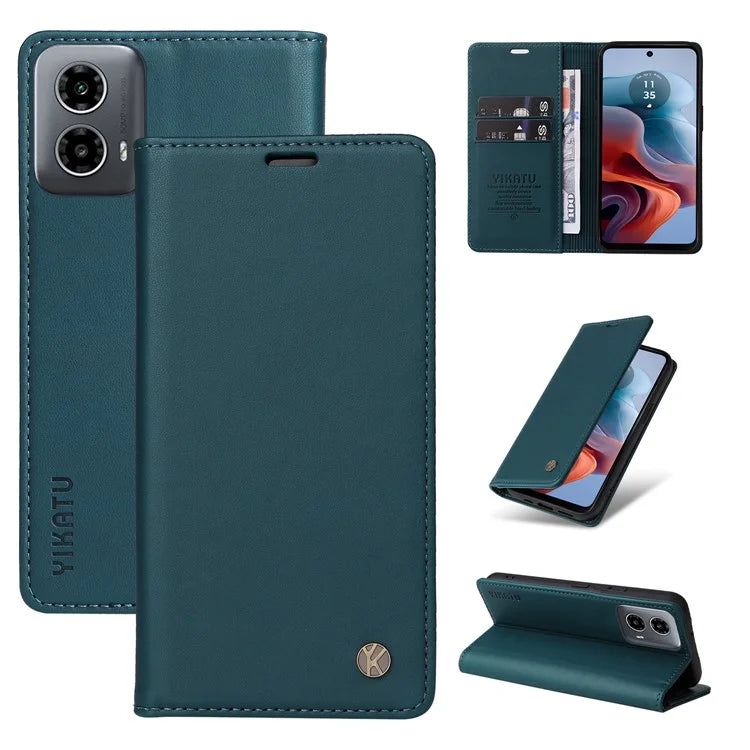 YIKATU YK-001 For Motorola Moto G34 5G Case Magnetic Closure Full Protection Leather Phone Cover