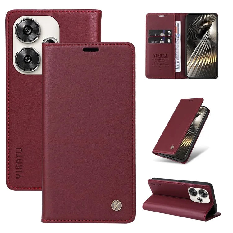 YIKATU YK-001 For Xiaomi Redmi Turbo 3 5G / Poco F6 5G Case PU Leather Wallet Folio Phone Cover