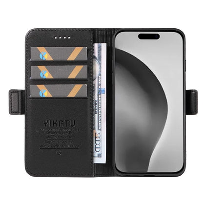YIKATU YK-003 For iPhone 16 Pro Max Case PU Leather Folio Flip Phone Cover