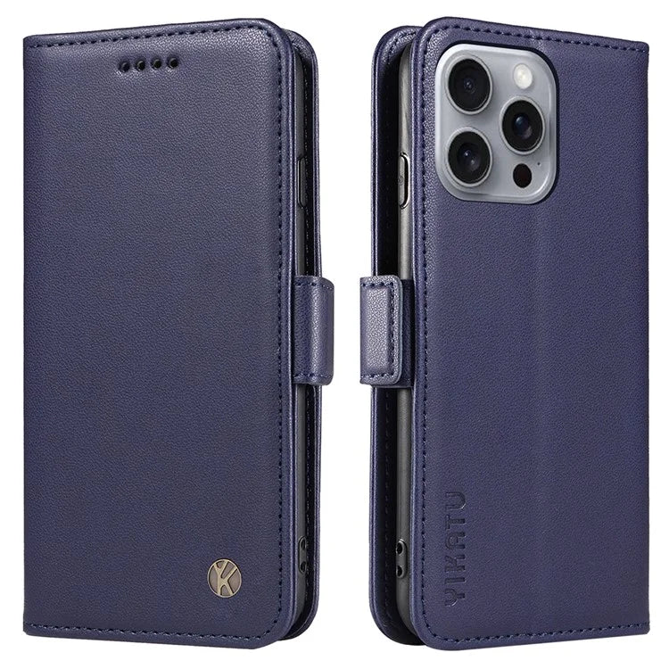 YIKATU YK-003 For iPhone 16 Pro Max Case PU Leather Folio Flip Phone Cover