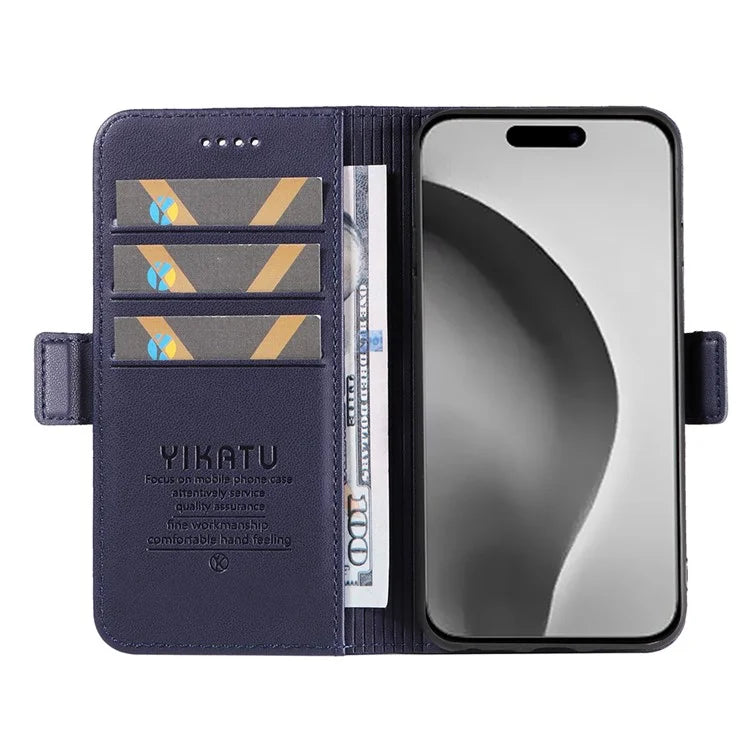 YIKATU YK-003 For iPhone 16 Pro Max Case PU Leather Folio Flip Phone Cover