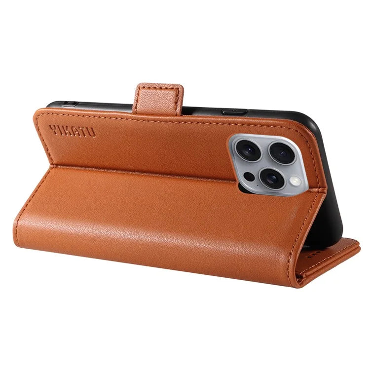 YIKATU YK-003 For iPhone 16 Pro Max Case PU Leather Folio Flip Phone Cover
