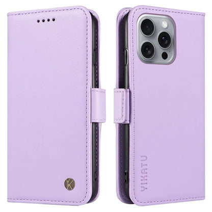 YIKATU YK-003 For iPhone 16 Pro Max Case PU Leather Folio Flip Phone Cover