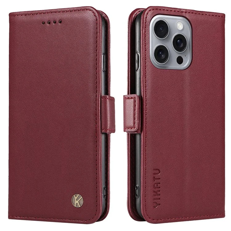 YIKATU YK-003 For iPhone 16 Pro Max Case PU Leather Folio Flip Phone Cover