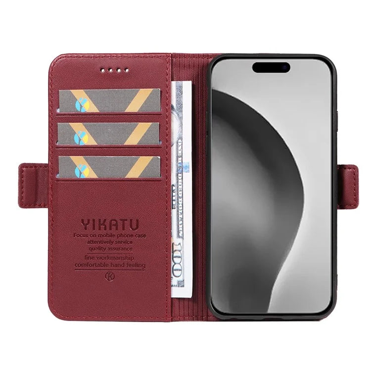 YIKATU YK-003 For iPhone 16 Pro Max Case PU Leather Folio Flip Phone Cover