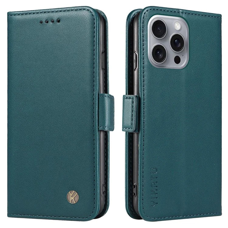 YIKATU YK-003 For iPhone 16 Pro Max Case PU Leather Folio Flip Phone Cover