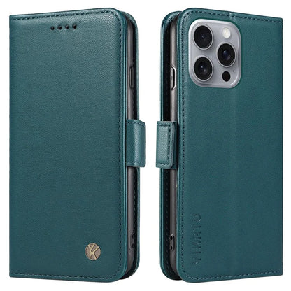 YIKATU YK-003 For iPhone 16 Pro Max Case PU Leather Folio Flip Phone Cover