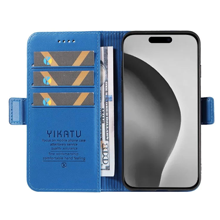 YIKATU YK-003 For iPhone 16 Pro Max Case PU Leather Folio Flip Phone Cover