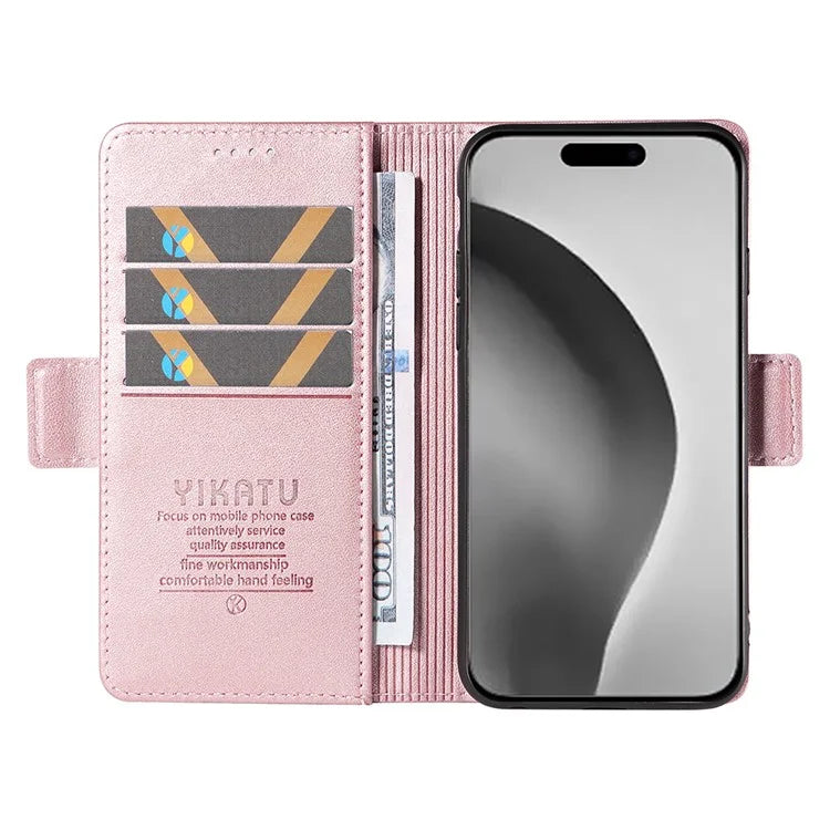 YIKATU YK-003 For iPhone 16 Pro Max Case PU Leather Folio Flip Phone Cover