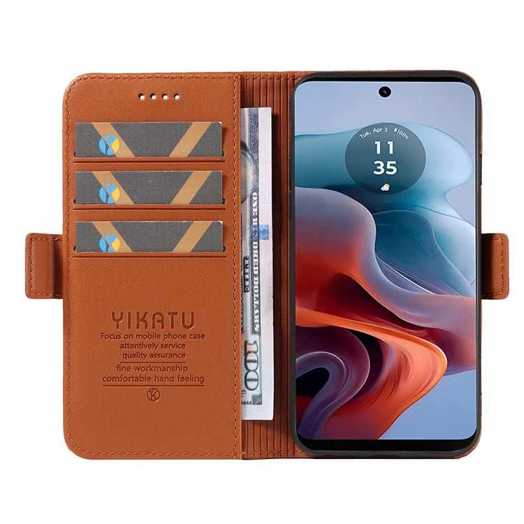 YIKATU YK-003 For Motorola Moto G34 5G Case Card Slots PU Leather Wallet Phone Cover