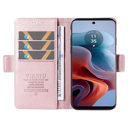 YIKATU YK-003 For Motorola Moto G34 5G Case Card Slots PU Leather Wallet Phone Cover