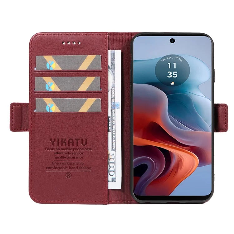 YIKATU YK-003 For Motorola Moto G34 5G Case Card Slots PU Leather Wallet Phone Cover