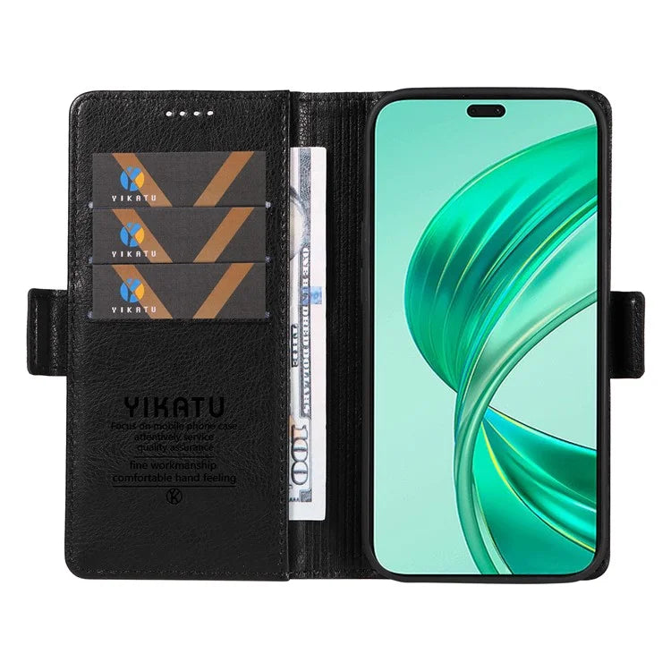 YIKATU YK-007 For iPhone 16 Pro Max Case Litchi Texture Leather Phone Cover with Wallet Stand
