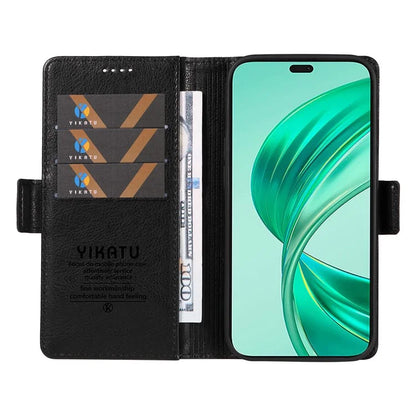 YIKATU YK-007 For iPhone 16 Pro Max Case Litchi Texture Leather Phone Cover with Wallet Stand
