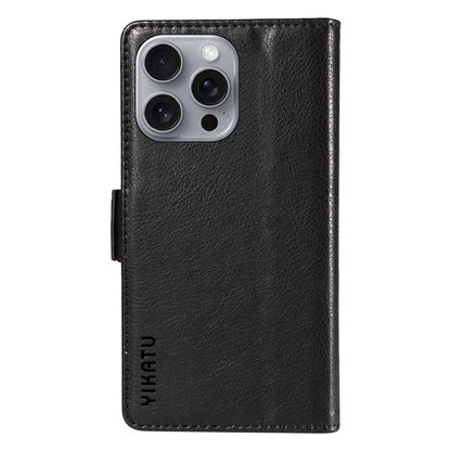 YIKATU YK-007 For iPhone 16 Pro Max Case Litchi Texture Leather Phone Cover with Wallet Stand