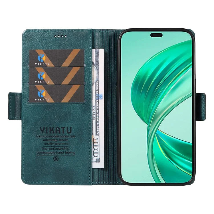 YIKATU YK-007 For iPhone 16 Pro Max Case Litchi Texture Leather Phone Cover with Wallet Stand