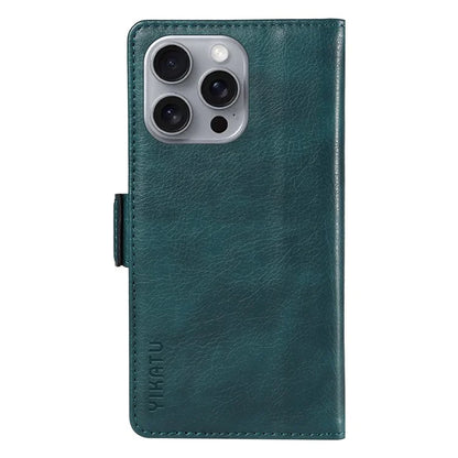 YIKATU YK-007 For iPhone 16 Pro Max Case Litchi Texture Leather Phone Cover with Wallet Stand