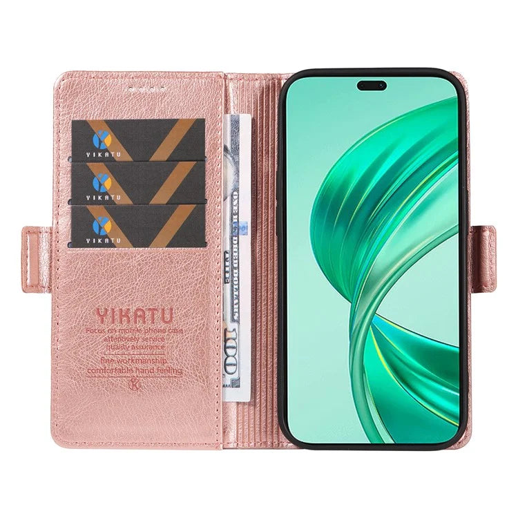 YIKATU YK-007 For iPhone 16 Pro Max Case Litchi Texture Leather Phone Cover with Wallet Stand