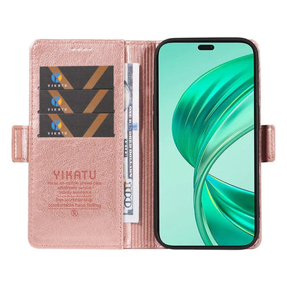 YIKATU YK-007 For iPhone 16 Pro Max Case Litchi Texture Leather Phone Cover with Wallet Stand