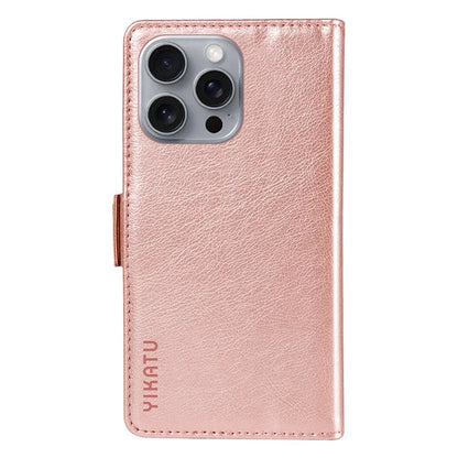 YIKATU YK-007 For iPhone 16 Pro Max Case Litchi Texture Leather Phone Cover with Wallet Stand