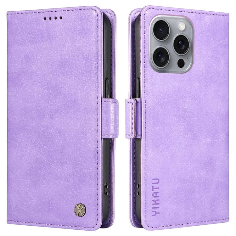 YIKATU YK-007 For iPhone 16 Pro Max Case Litchi Texture Leather Phone Cover with Wallet Stand