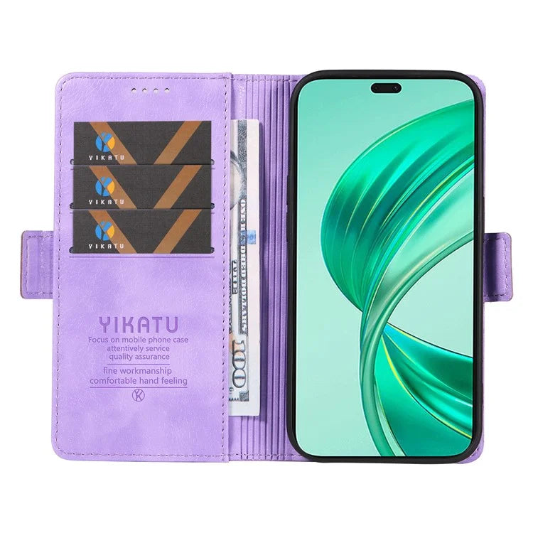 YIKATU YK-007 For iPhone 16 Pro Max Case Litchi Texture Leather Phone Cover with Wallet Stand